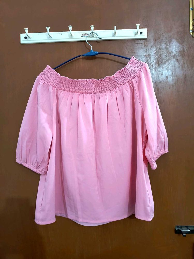 Pink Off-the-Shoulder Blouse