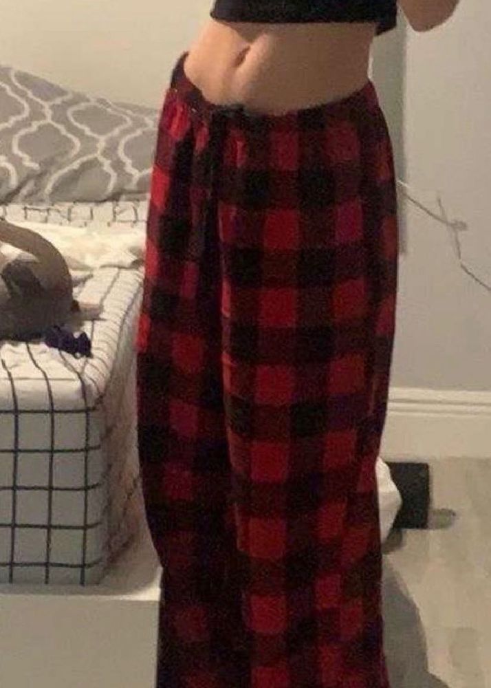 SAVANA Cozy Red Plaid Pajama Pants