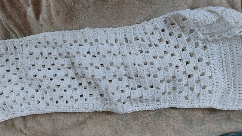 Handmade White Crochet Dupatta/muffler