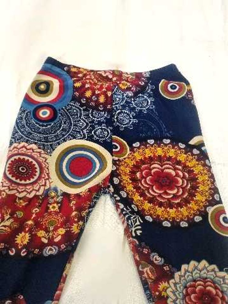 blue multicolour winter leggings