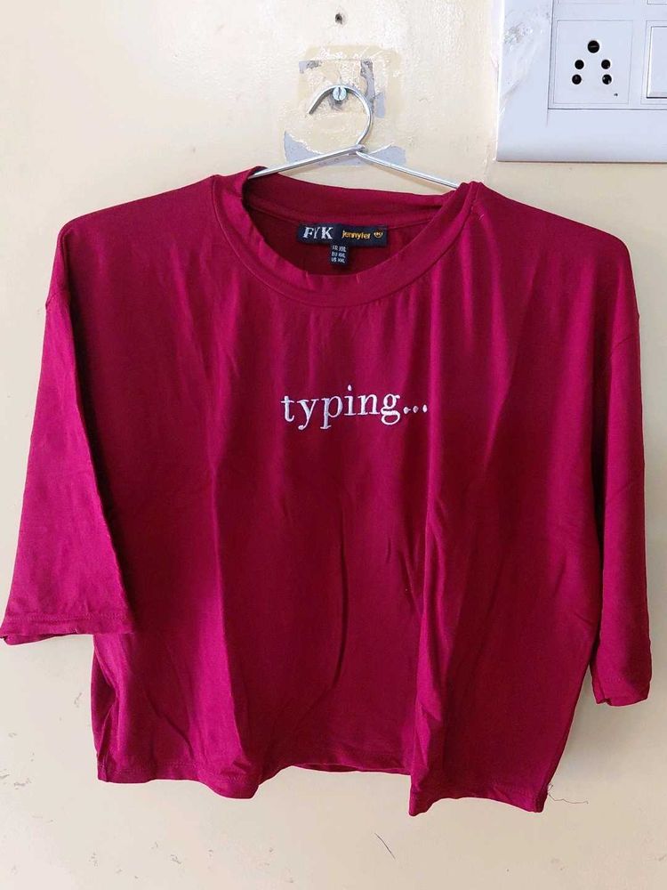 Maroon "typing..." Crop Top
