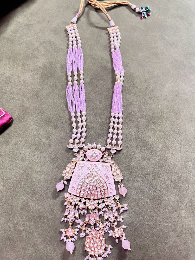 Stunning Pink Stone &amp; Pearl Necklace