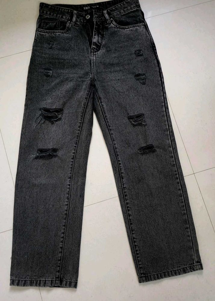 Distressed Black Denim Jeans