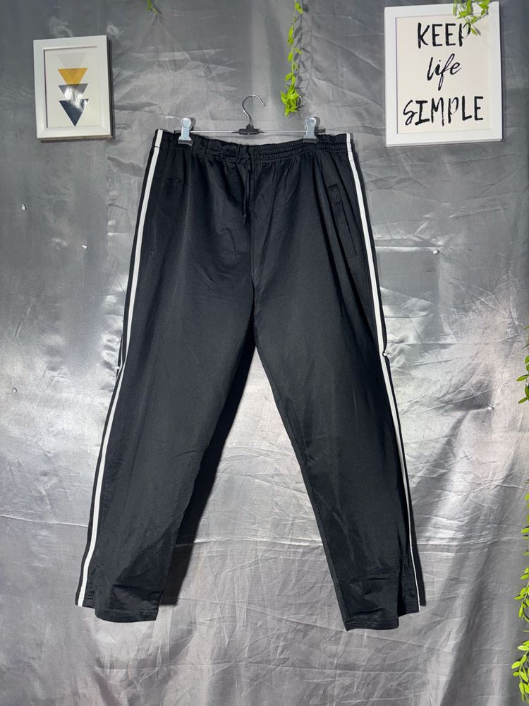 Black Track Pants with White Stripes