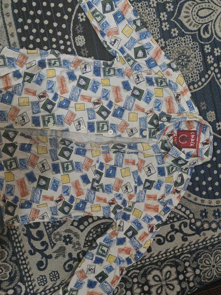Boy's Unique Stamp Print Shirt
