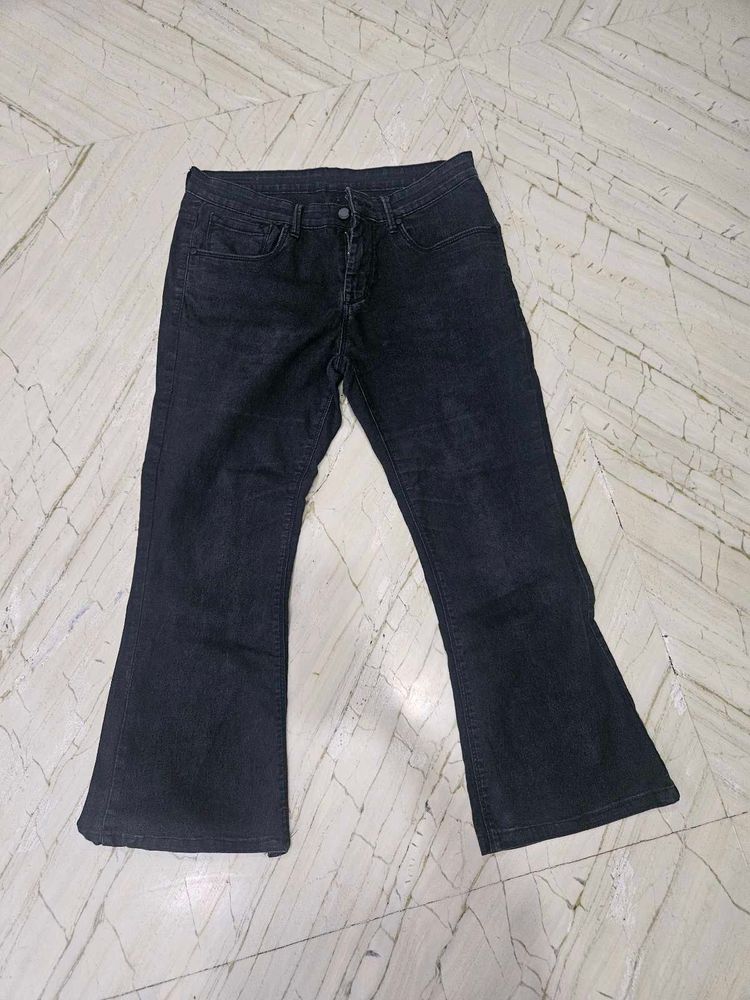 Flared Black Denim Jeans