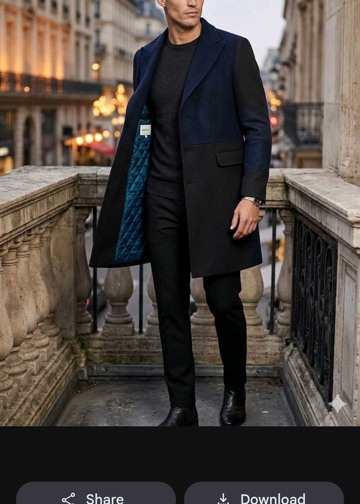 Stylish Two-Tone Men's Overcoat