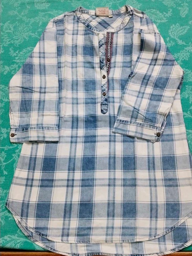 Blue Plaid Tunic Top