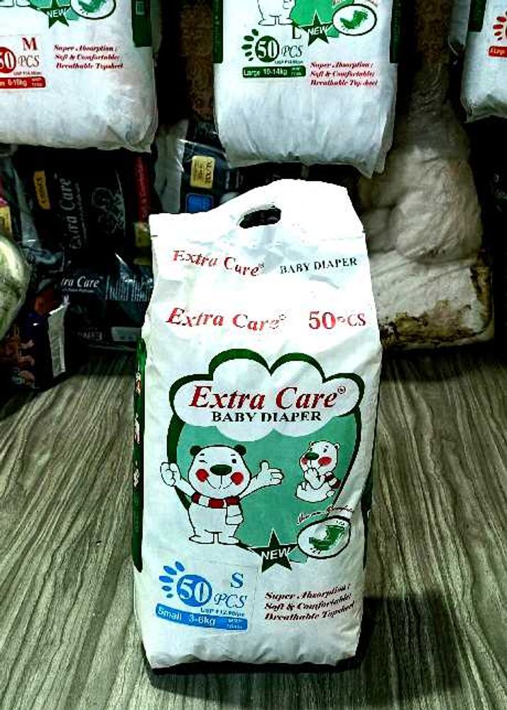 Extra Care Baby Diapers | SIZE  : S | PIECE : 50.