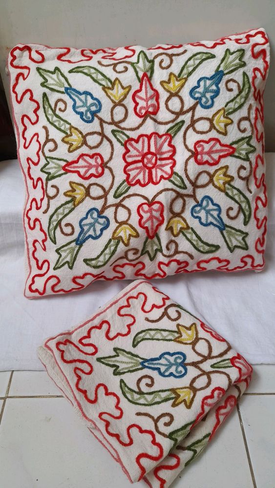 Kashmir hand embroidery cushion covers set of 2 with filler