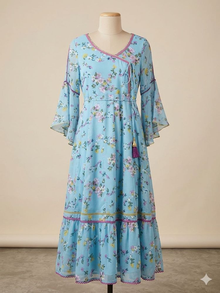 Mustard Brand Blue Floral Maxi Dress/Kurta