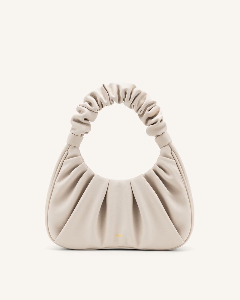Chic Ruched Cream Hobo Bag
