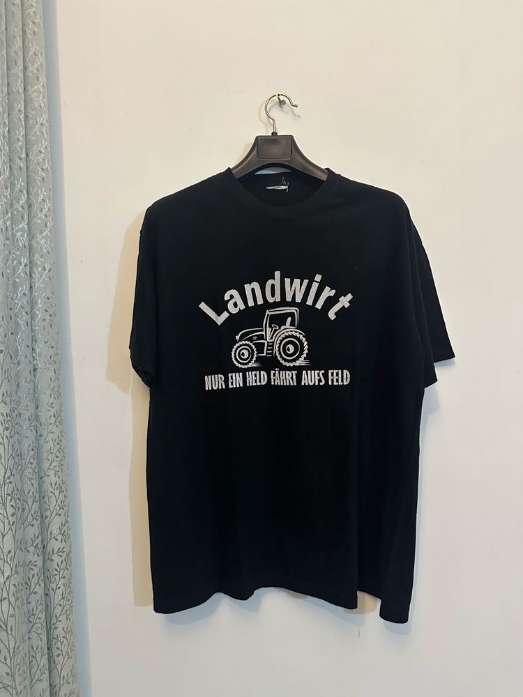 Black Tractor Graphic T-Shirt single stitch