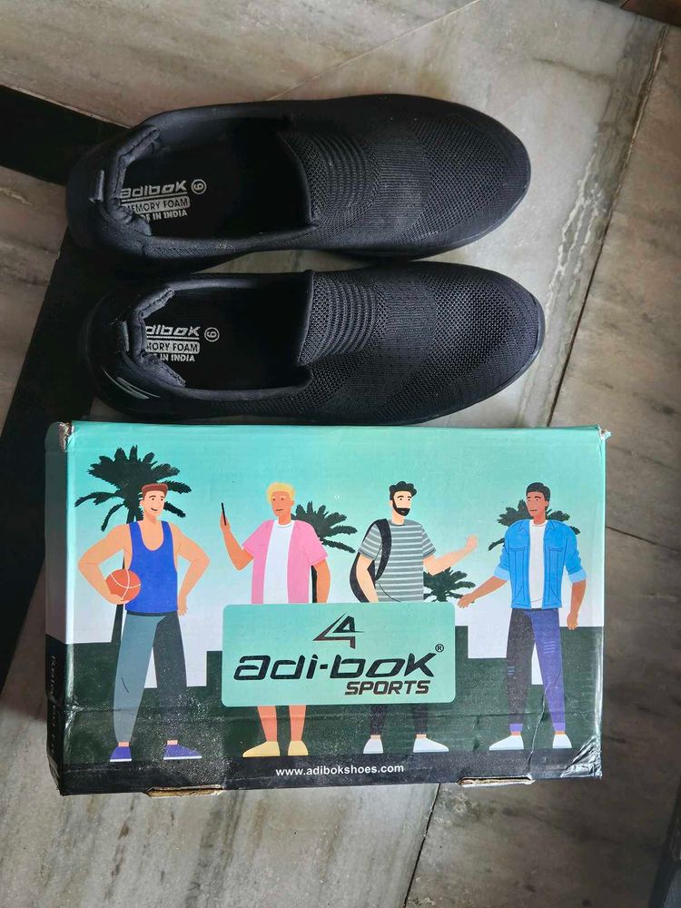 Adi-Bok Men's Black Slip-On Shoes