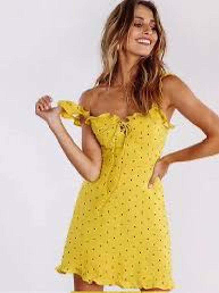 Yellow Polka Dot Mini Dress