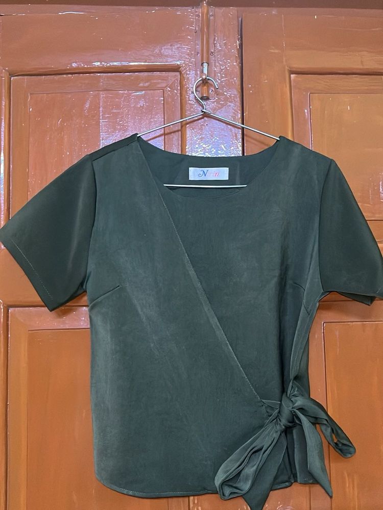 Stylish Green Wrap Top