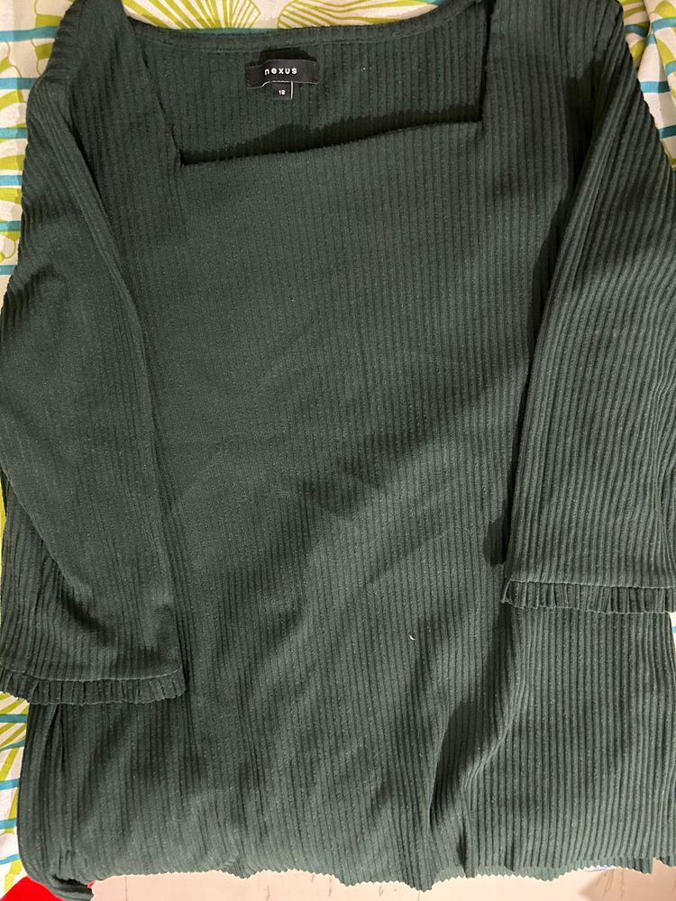 Nexus Plus Size Green Ribbed Top