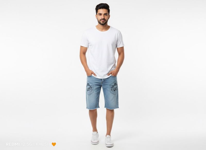 Embroidered Denim Jorts