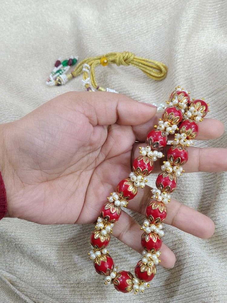 Maroon Beaded Necklace