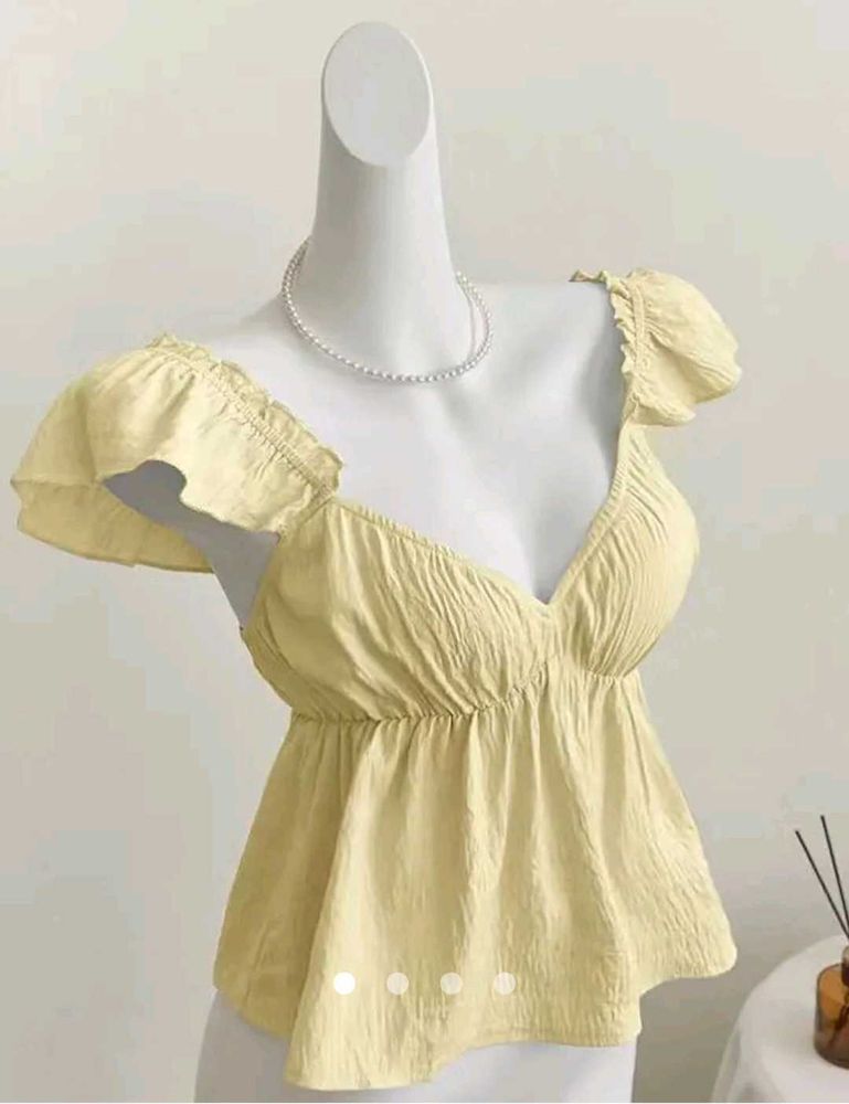 Butter Yellow Ruffle Sleeved Top