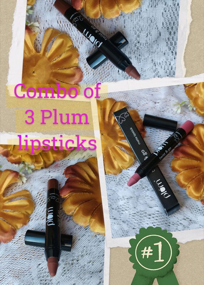 COMBO OF 3 PLUM Twist&amp;Go Matte LipstickLightweight