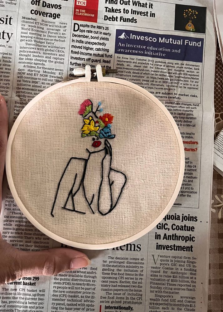 Embroidered Abstract Hoop Art