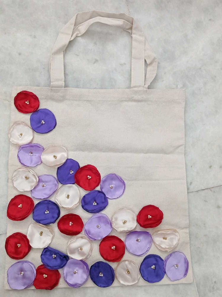 Floral Decorative Canvas Hand Bag