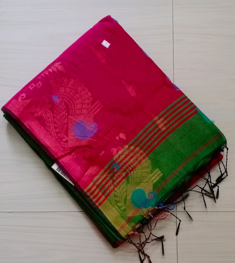8)Beautiful Art Cotton Silk Blend Saree