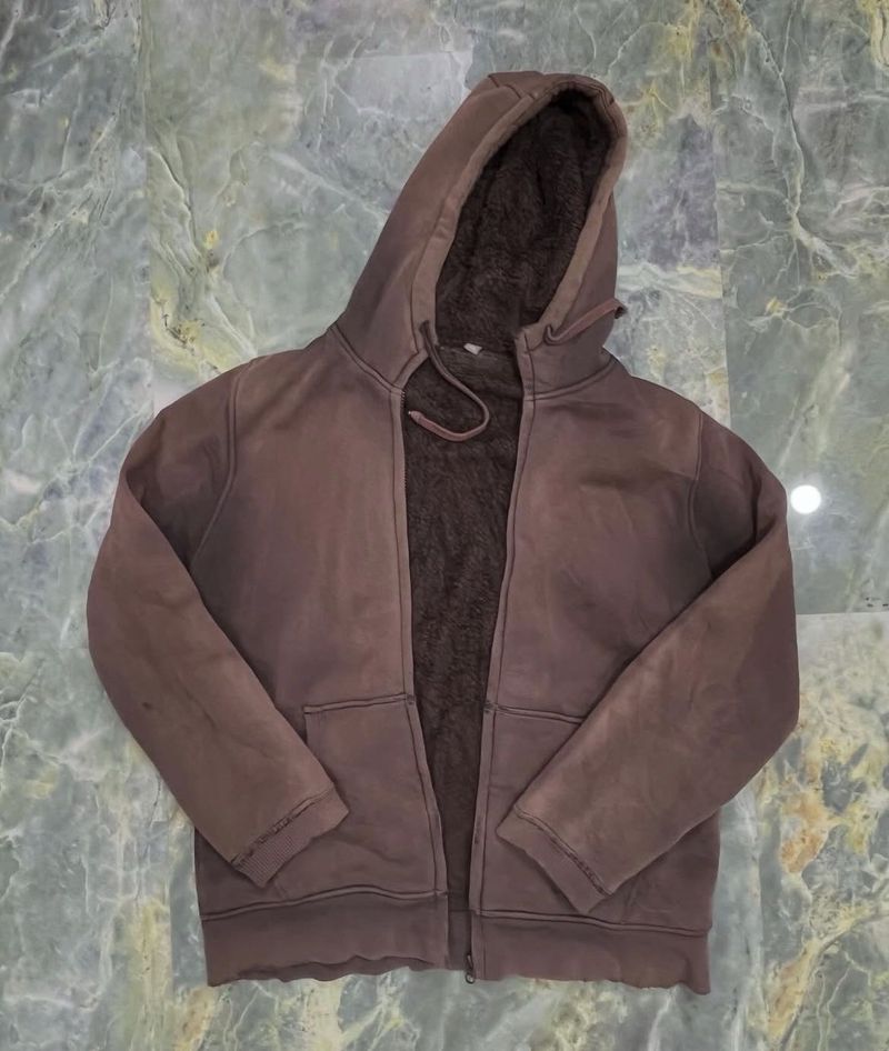 Cozy Brown Sherpa Lined Hoodie