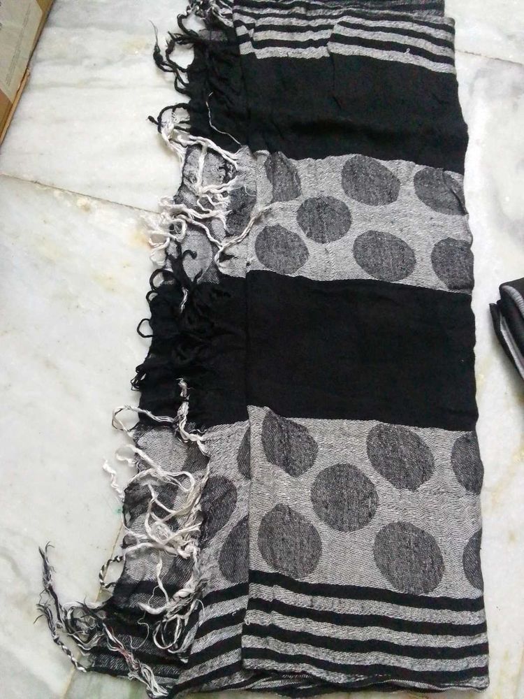 Black &amp; Grey Polka Dot Dupatta combo of 2