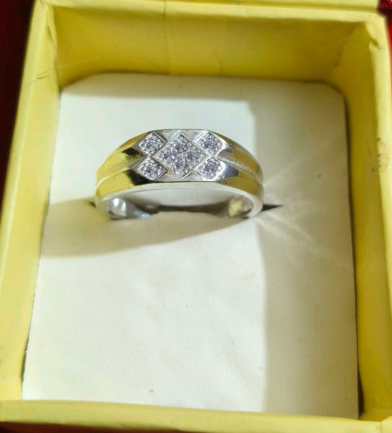 solid pure silver gents ring
