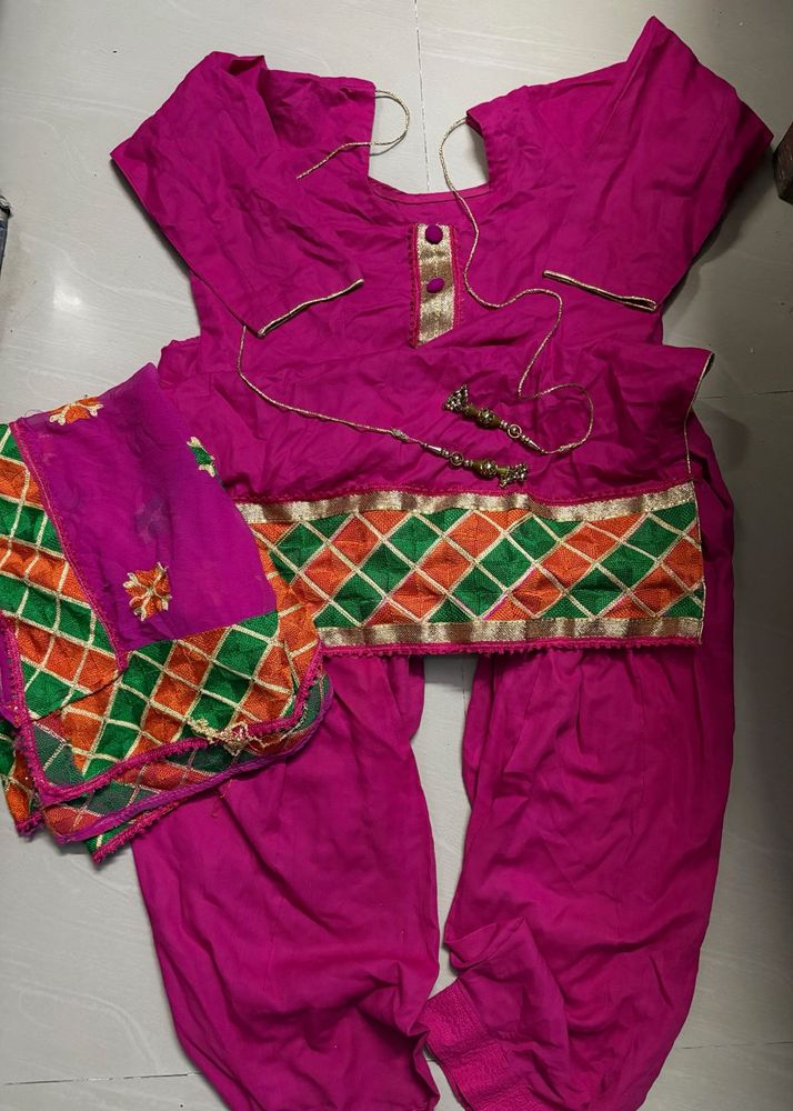 Vibrant Pink punjabi patiala suit with Dupatta
