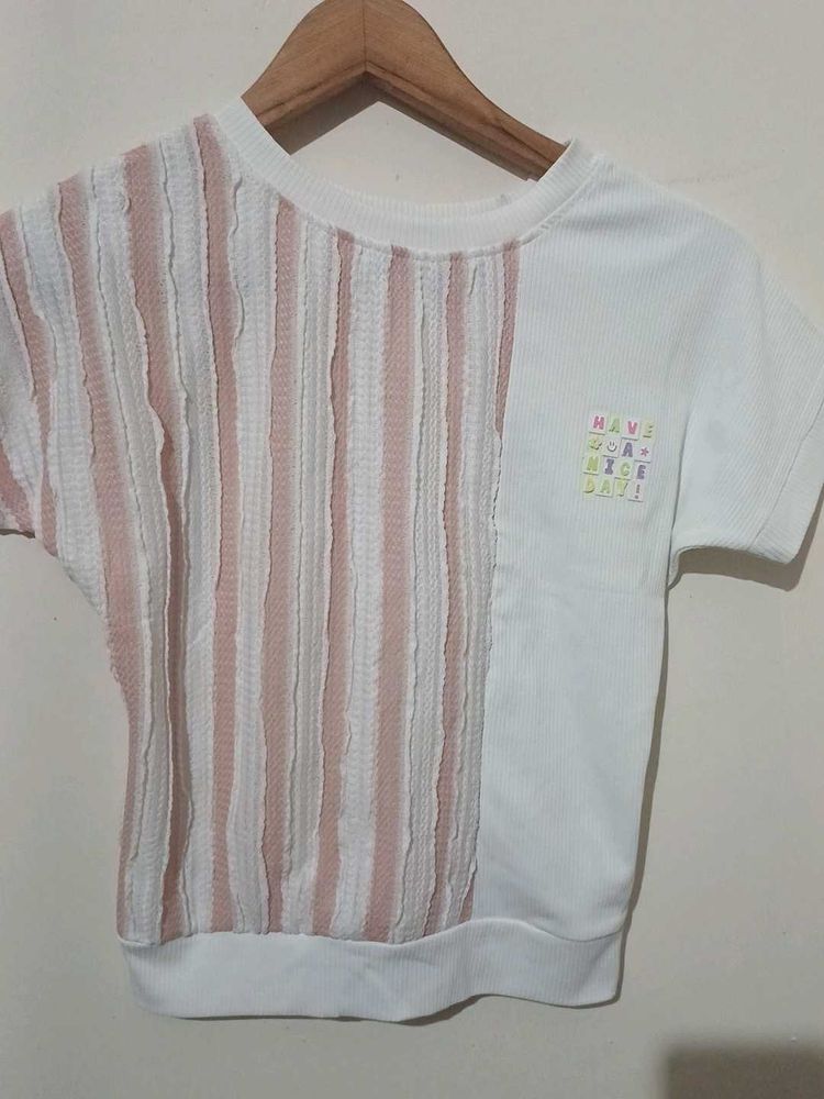 Cute Striped Detail Top