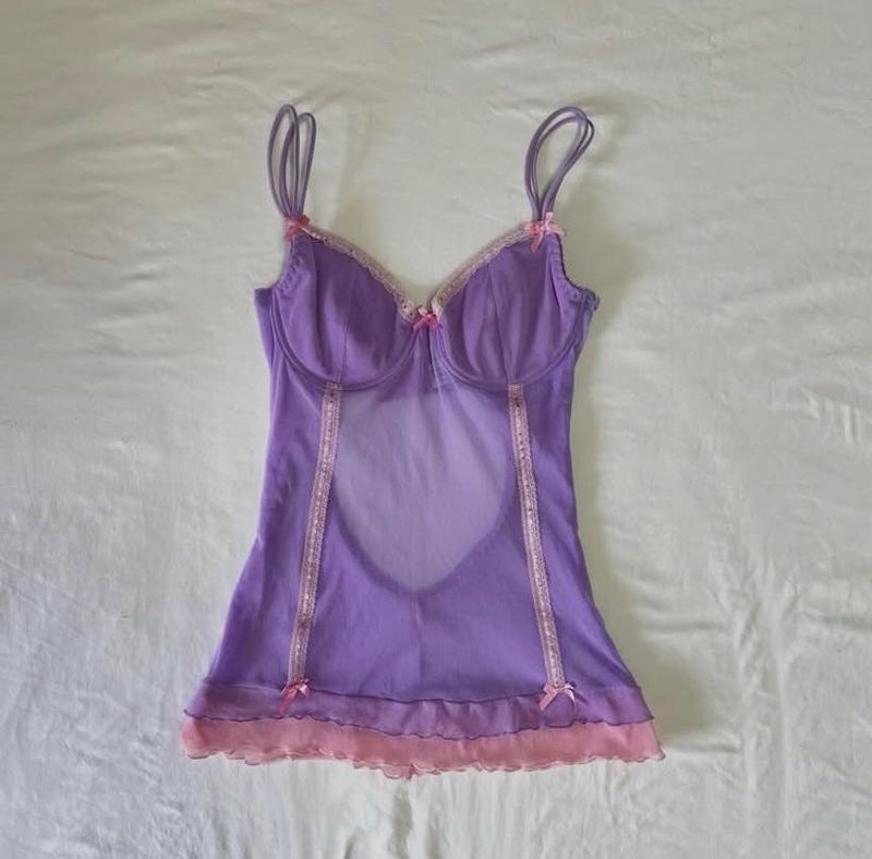 Purple Lace Trim Teddy Corset