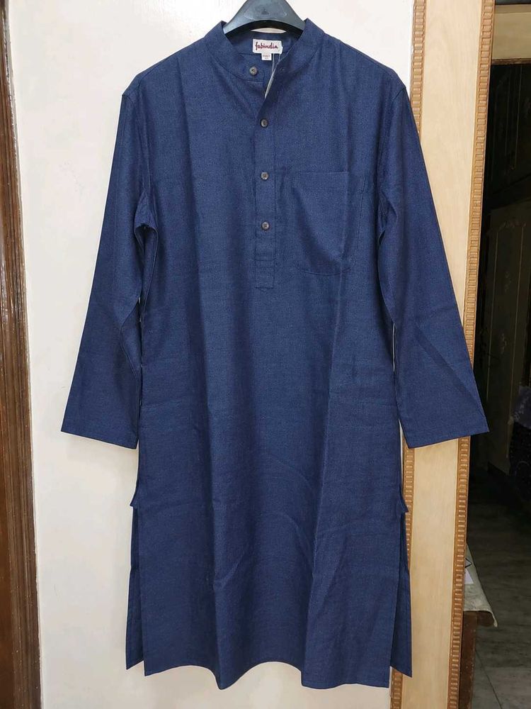 Fabindia Blue Wool Long Kurta ✨️New✨️