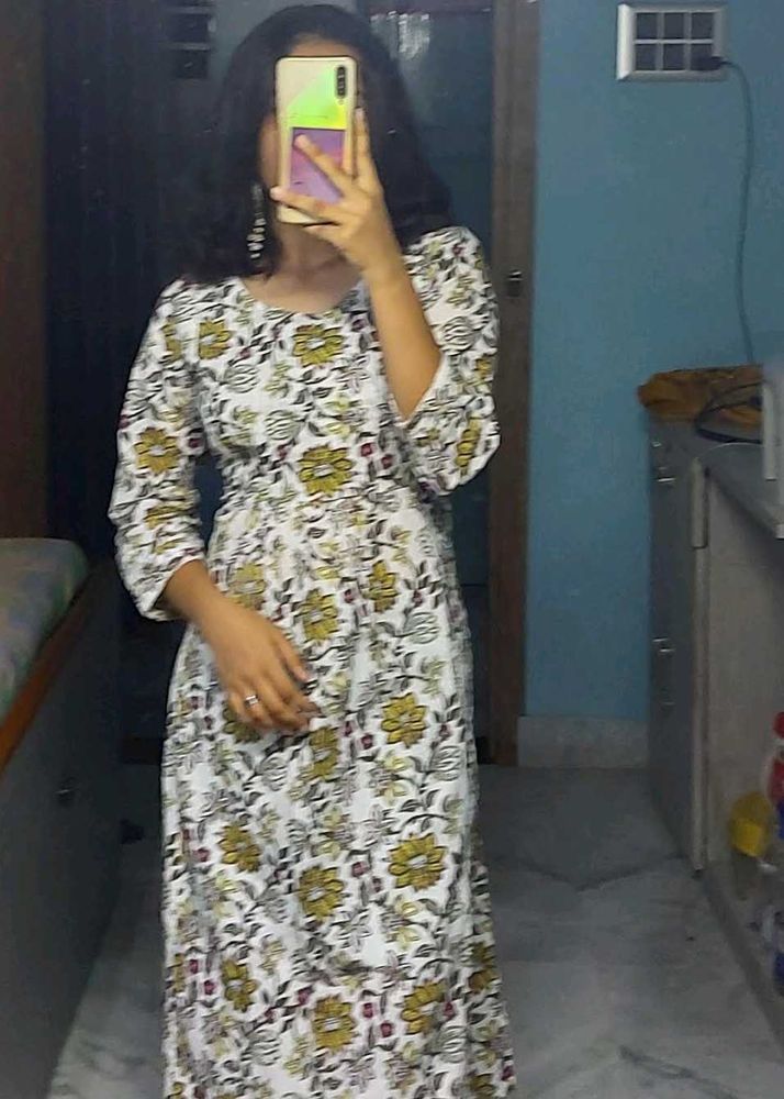 White Floral Print Maxi Dress