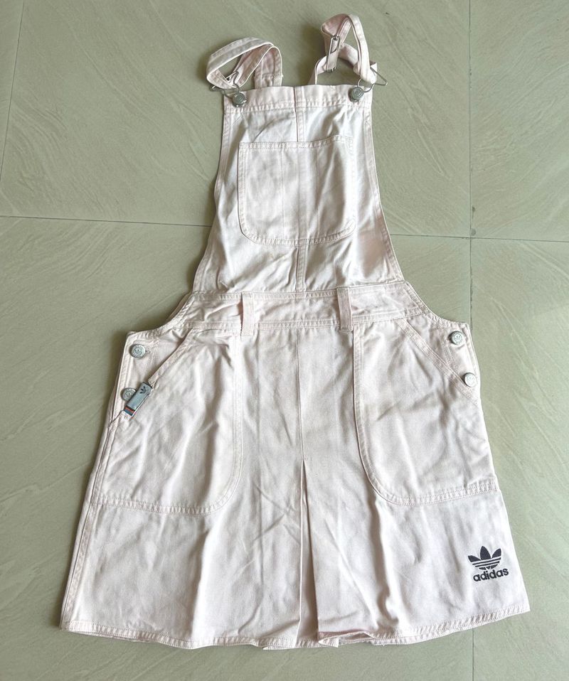 Adidas Orginals Pink Denim Overall Skirt
