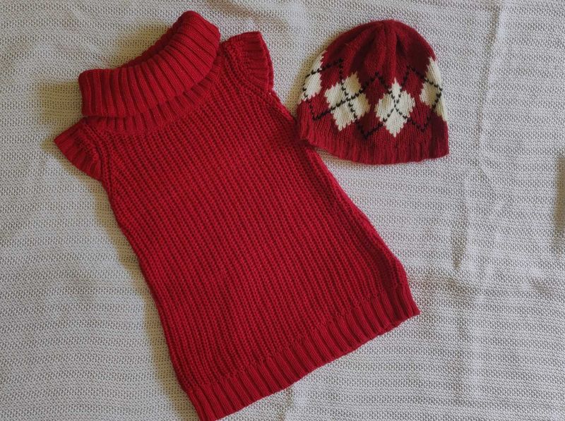 RED HANDMADE DRESS FOR BABY GIRL