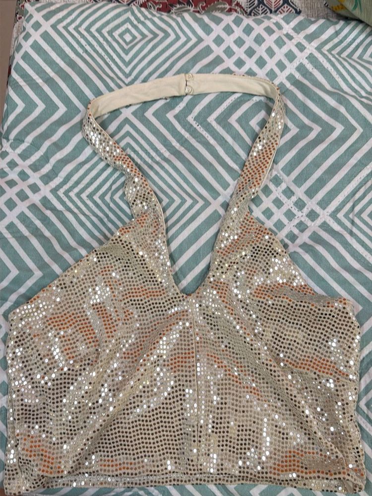Sparkly Sequin Halter Neck Top