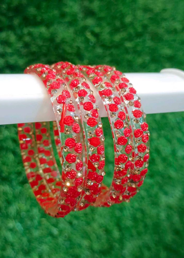 Red Floral Bangles