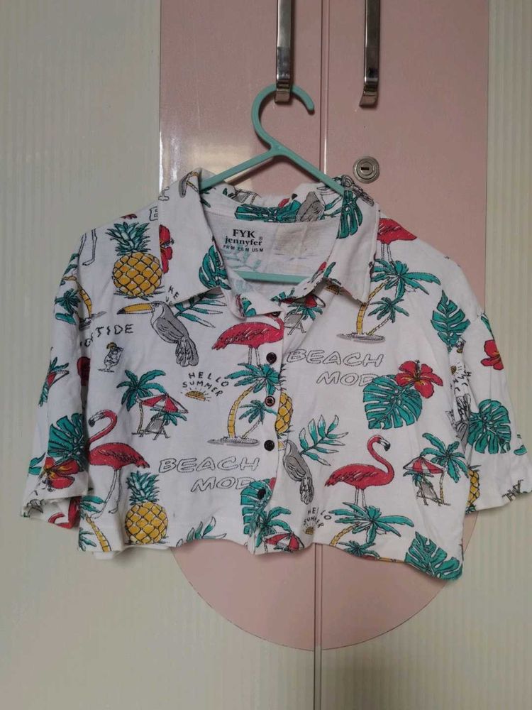 Cropped Tropical Shirt