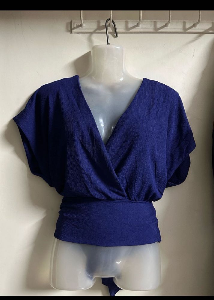 Stylish Blue Wrap Top