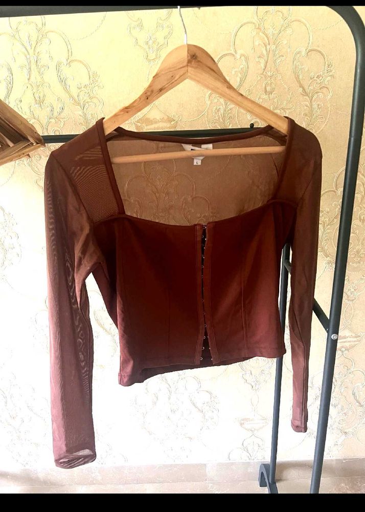 Sheer Sleeve Corset Top