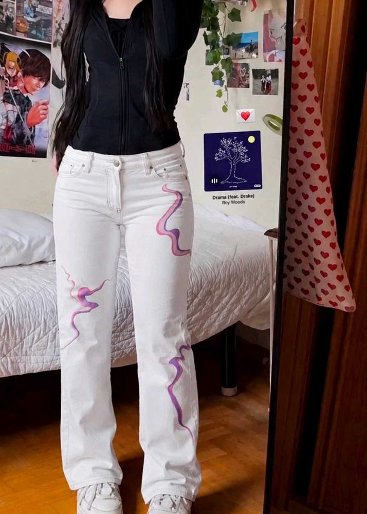 Unique Abstract Print Jeans