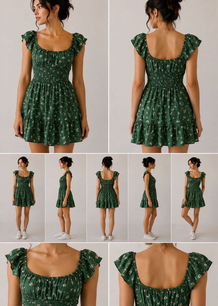 Green Floral Mini Dress