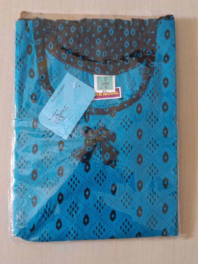 Blue Printed Cotton Nightgown