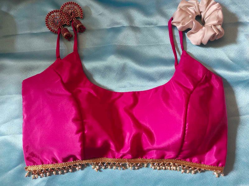 pink blouse with lace padded