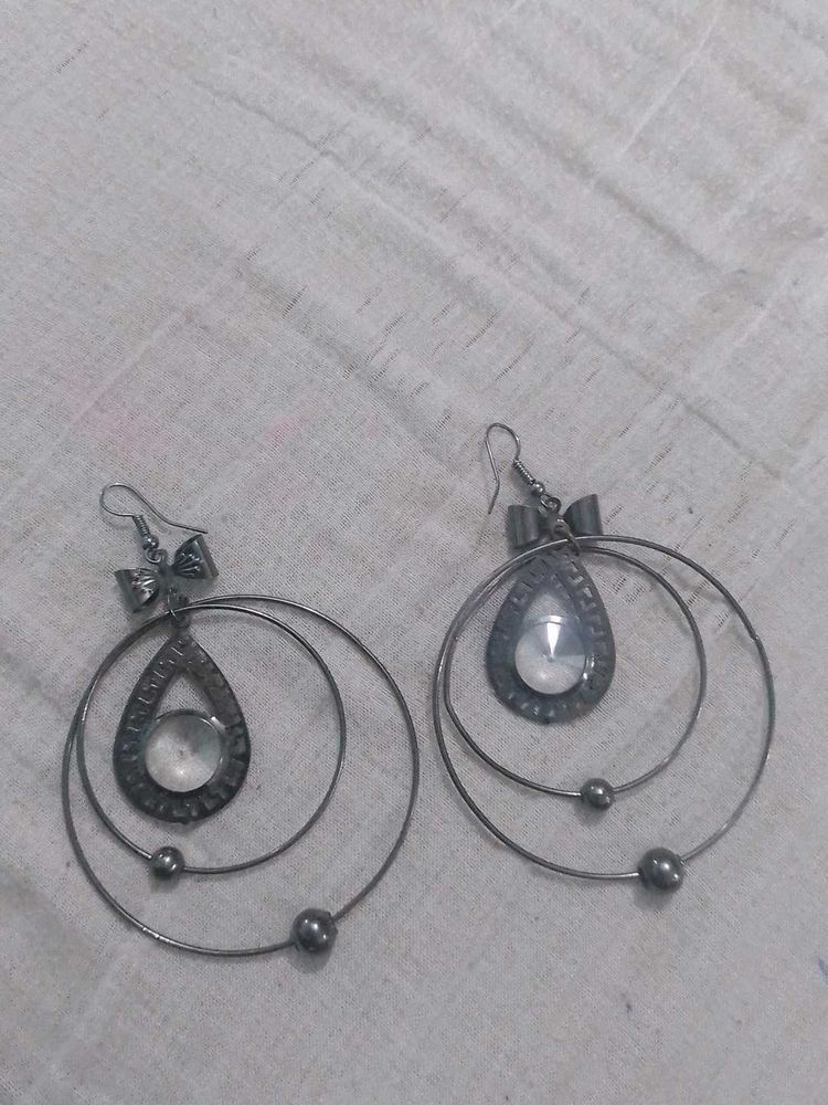 Unique Hoop Earrings with Teardrop Accent
