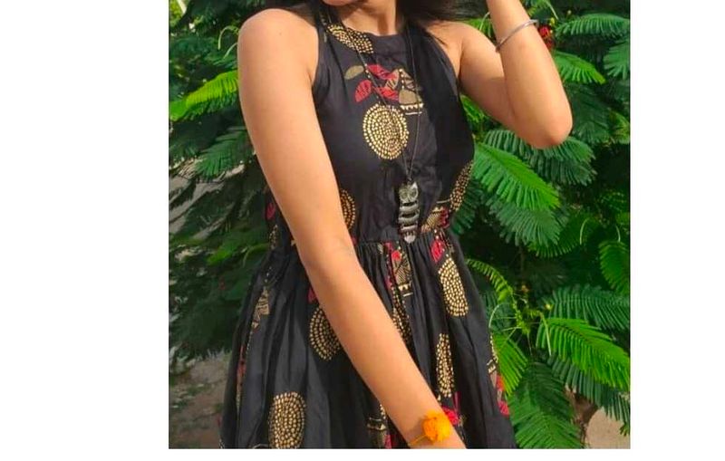 Black Ethnic Printed Gown