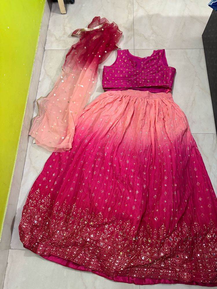 Designer Pink Ombre Lehenga Choli Set